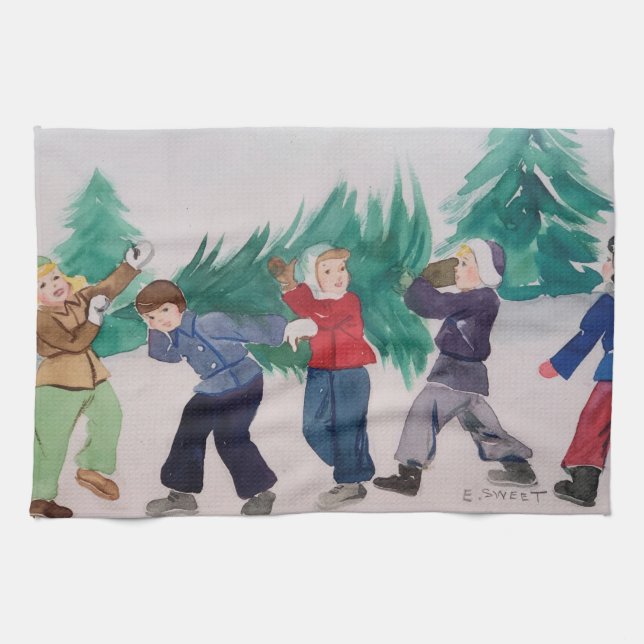 Toalla de té original de época navideña (Horizontal)