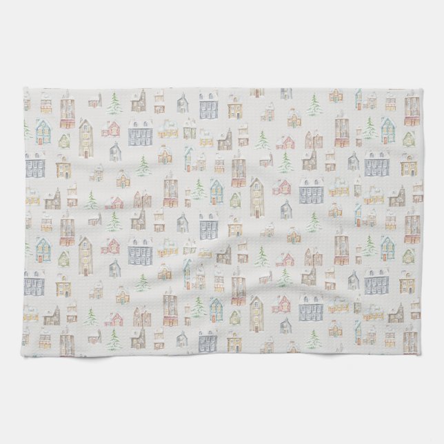 Toalla de té para casa de invierno de Navidad (Horizontal)