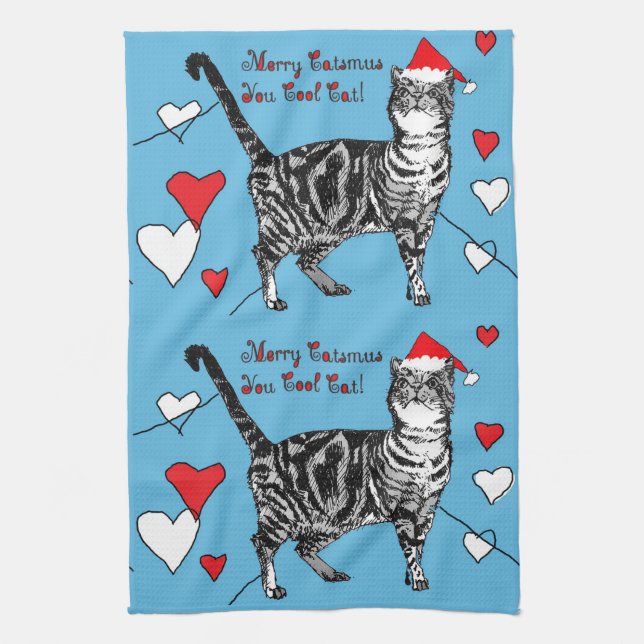 Toalla de té para gato para Navidades Guay (Vertical)