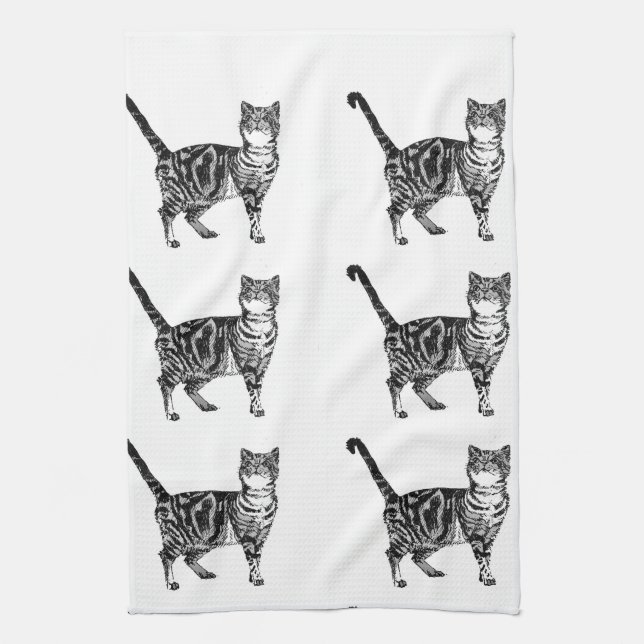 Toalla de té para gatos de Tabby (Vertical)