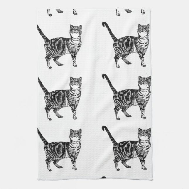 Toalla de té para gatos de Tabby (Vertical)