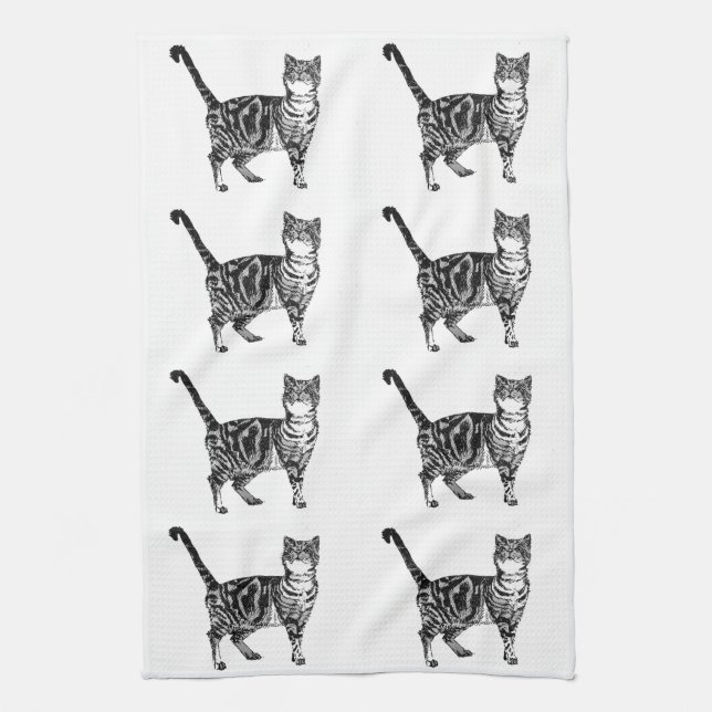 Toalla de té para gatos de Tabby (Vertical)