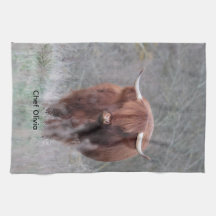 Toalla de té personalizada de vaca de las Highland