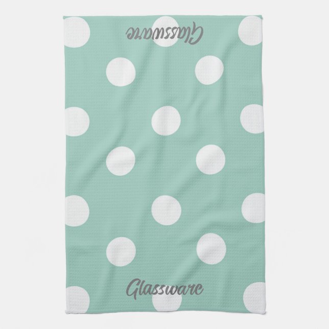 Toalla de té - puntos de Polka azul claro (Vertical)