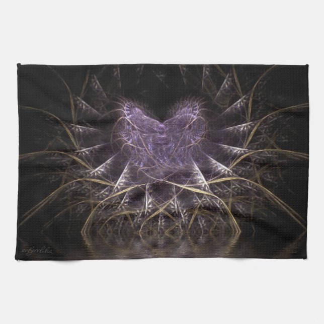 Toalla de té púrpura del corazón el 16x24in del (Horizontal)