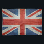 Toalla de té retra del estilo de la bandera<br><div class="desc">3:5 británico de la escala de la bandera de la bandera de Union Jack con una textura retra o sucia del vintage. El actual diseño de la bandera de unión fecha de una proclamación real que sigue la unión de Gran Bretaña y de Irlanda en 1801. La bandera combina aspectos...</div>