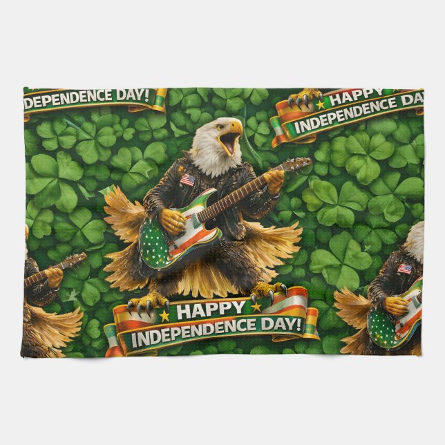 Toalla de té Rockstar American Eagle Día de la Ind (Horizontal)