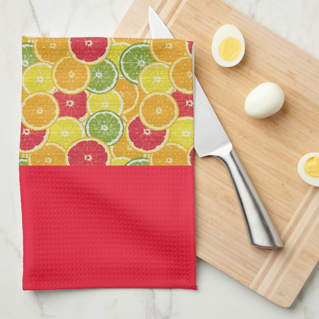 Toalla de té - Rodajas de frutas cítricas - Diseño (Doblado Cuarto)