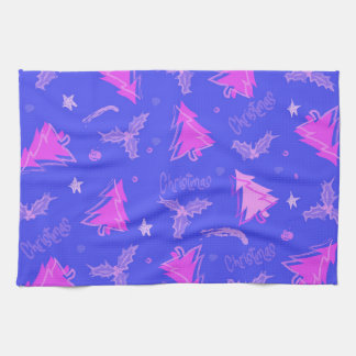 Toalla de té rosa y púrpura de árbol de Navidad
