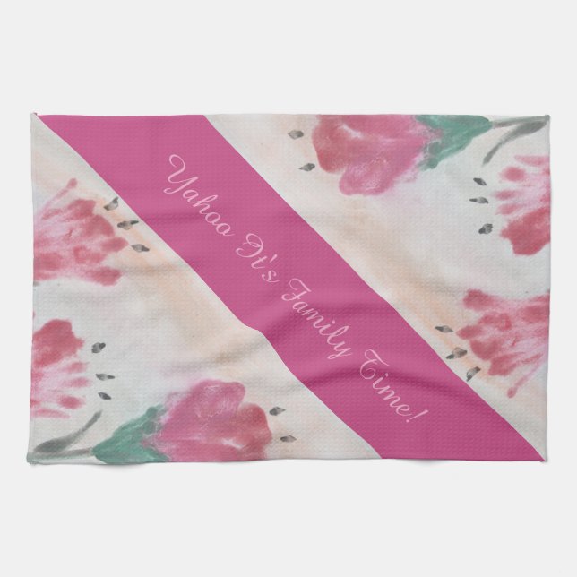 Toalla de té rosada para la familia (Horizontal)