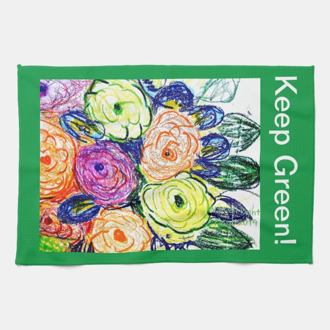 Toalla de té Rosas verdes (Horizontal)