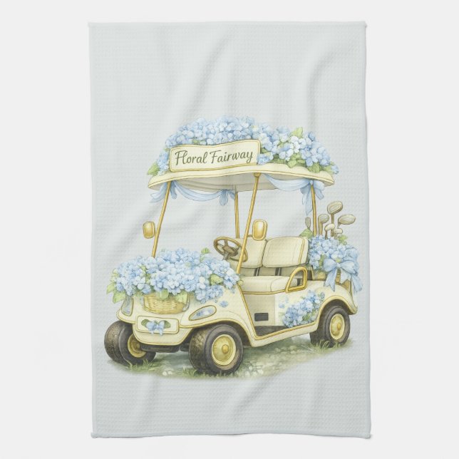 Toalla de té Sage para carrito de golf Hydrangea F (Vertical)