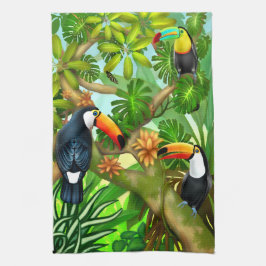 Toalla de té tropical de la cocina de la selva de