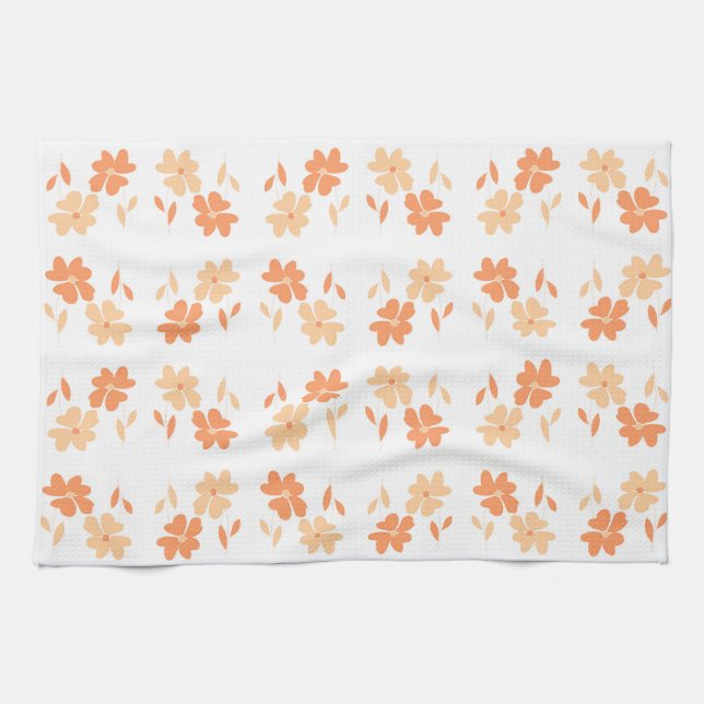 Toalla de té Twin Flowers - melocotón (Horizontal)