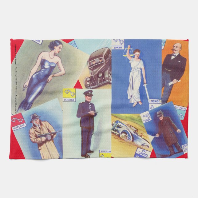 Toalla de té vintage "Crime Club" (Horizontal)