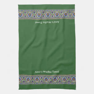 Toalla de Wudu floral turca verde personalizada pa