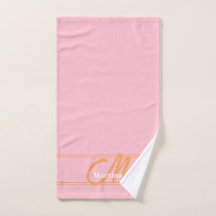 Toalla de Yoga con Monograma Inicial Rosa Moderno