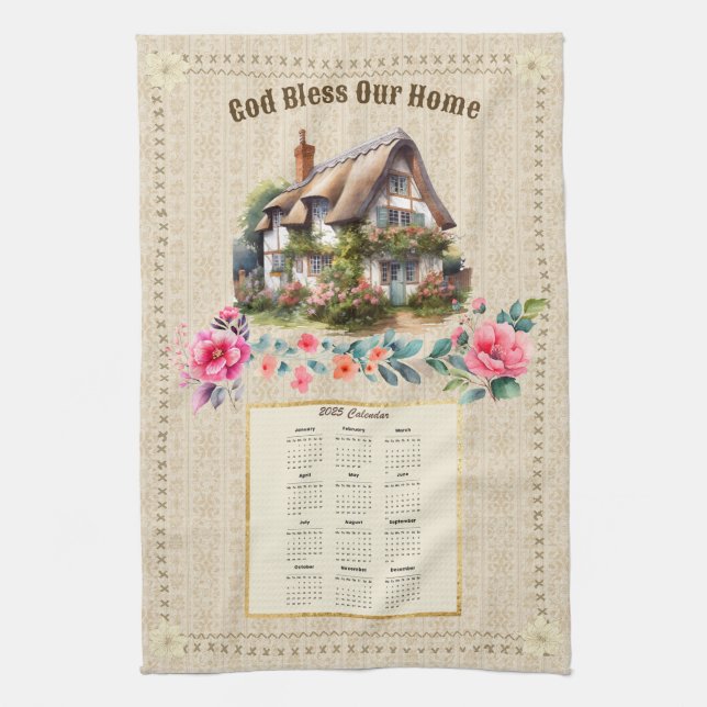 Toalla del calendario 2025 Dios bendiga nuestra ca (Vertical)