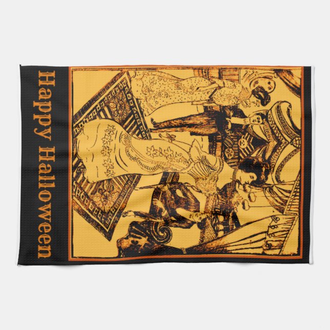 Toalla del fiesta de Halloween del vintage (Horizontal)