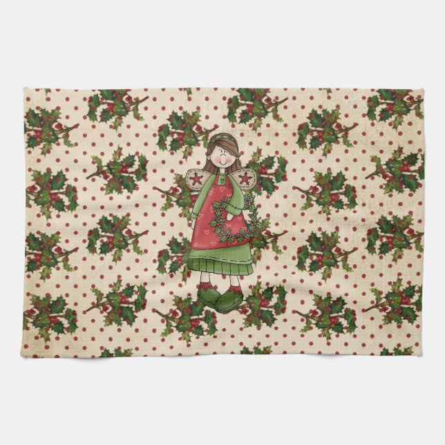 Toalla del navidad de la baya del acebo (Horizontal)