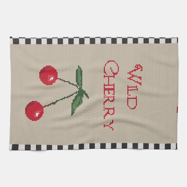 Toalla dishtowel Wild Cherry Cross Stitch (Horizontal)