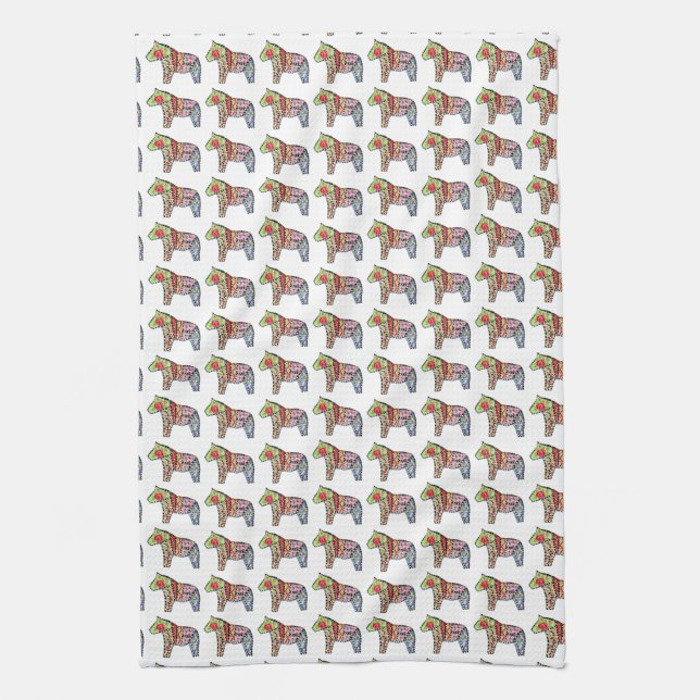 Toalla distintiva de cocina de caballos de Dala (Vertical)