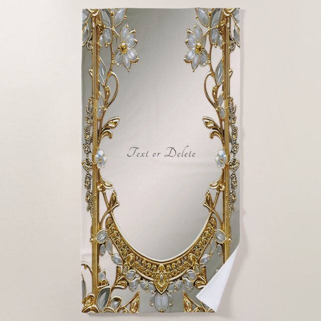 Toalla dorada blanca floral (Anverso)