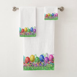 Toalla fijada - huevos de Pascua en hierba