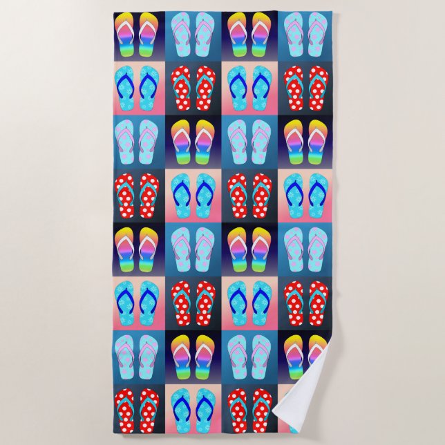 Toalla Flip Flop Pop Art Pattern Beach (Anverso)