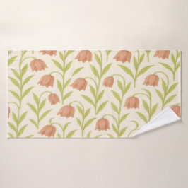 Toalla floral beige y rosa