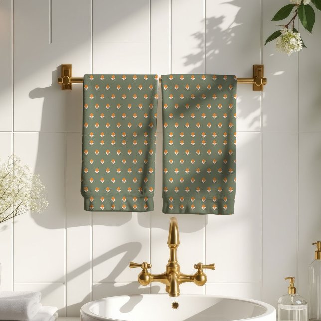 Toalla Floral Boho Retro Sage Vibraciones Acogedor (Boho Floral Towel Retro Sage Cozy Vibes)