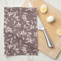 Toalla Floral de Eucalipto en Acuarela Beige