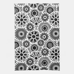Toalla floral en blanco y negro