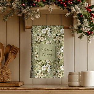 Toalla floral personalizada decoración chic verde