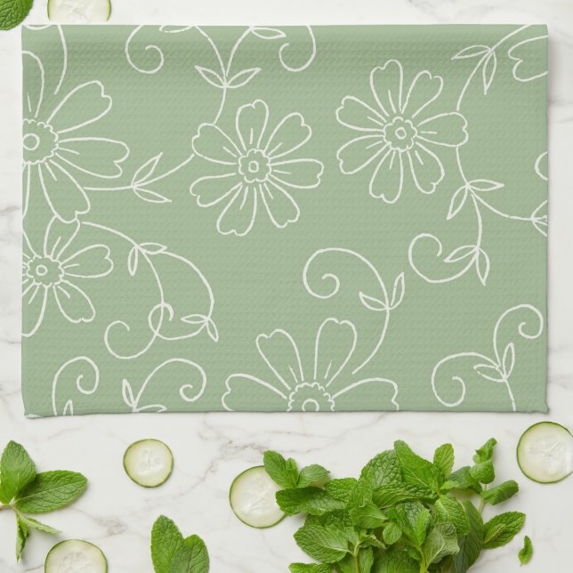 Toalla floral poner crema del paño de la cocina de (Doblado)