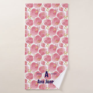 Toalla floral rosa personalizada - Nombre personal