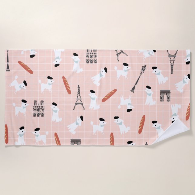 Toalla francesa de playa de Poodle (Anverso)