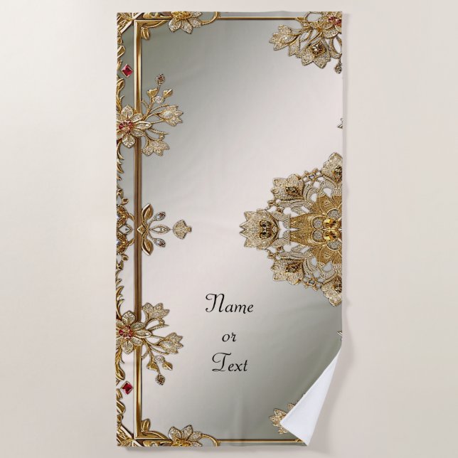 Toalla Gold Ornate Floral Beach (Anverso)