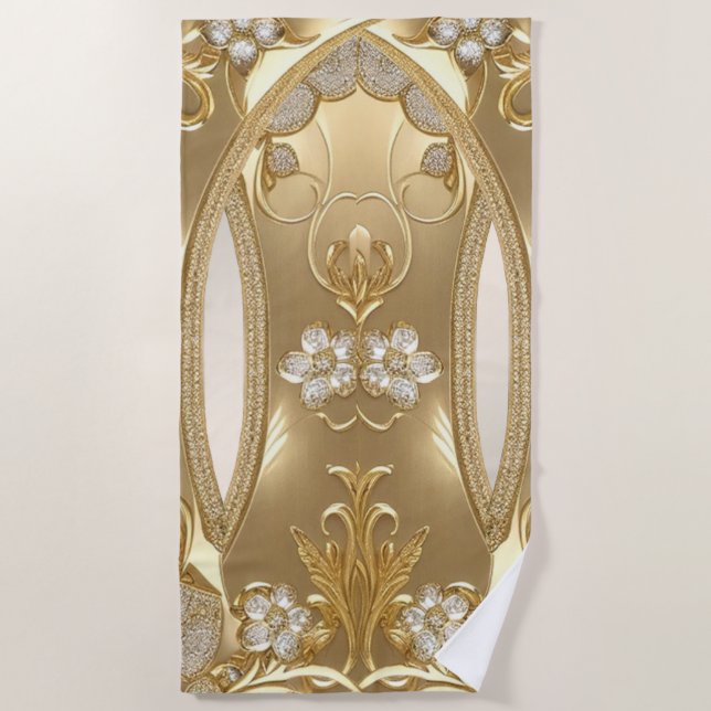 Toalla Gold Ornate Floral Beach (Anverso)