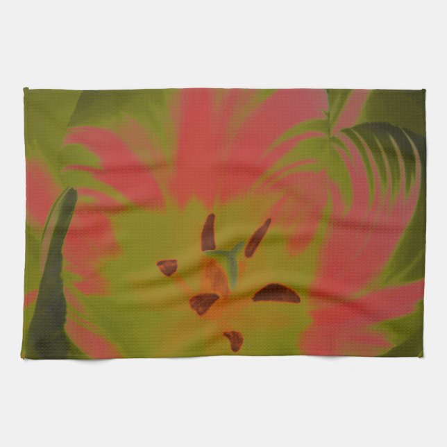 Toalla gótica gótica de la cocina de tulipanes roj (Horizontal)