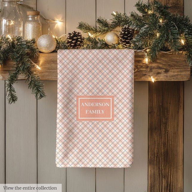Toalla Gris Coral Chic Personalizada Acento de Coc (Chic Coral Grey Towel Personalized Kitchen Accent)