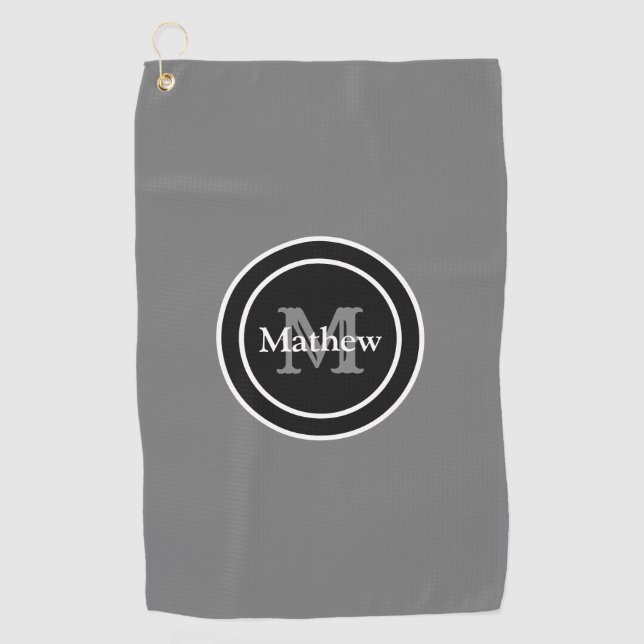Toalla gris personalizada del golf del monograma (Anverso)