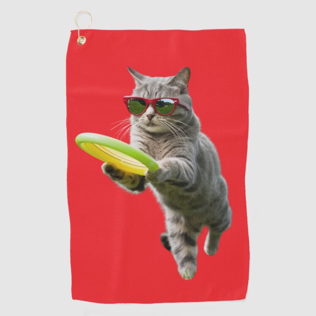 Toalla Gris Tabby Disk Golfer (Anverso)