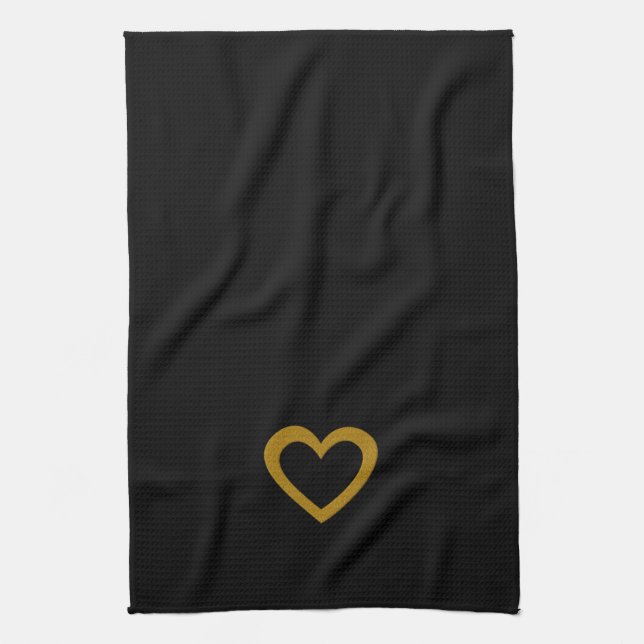 Toalla Guay Black Sweet Gold Heart (Vertical)