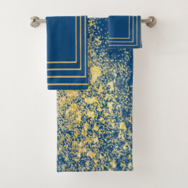 Toalla metálica azul oro navy