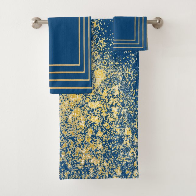 Toalla metálica azul oro navy (In situ)