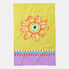 Toalla mexicana de cocina morada amarillo girasol