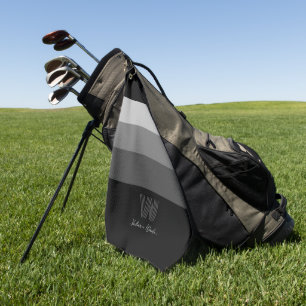Toalla mínima de golf de barra gris monograma