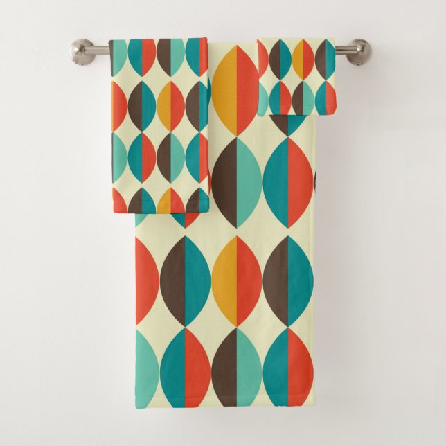 Toalla moderna de baño de mediados del siglo, patr (In situ)