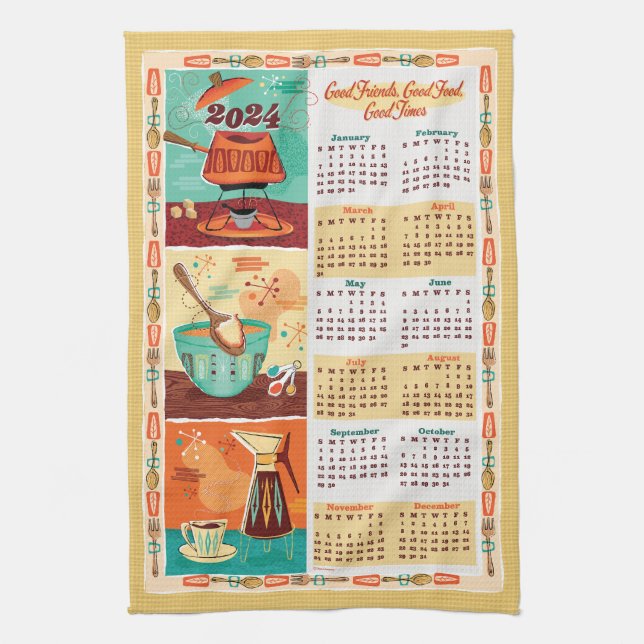 Toalla moderna de calendario de cocina de mediados (Vertical)